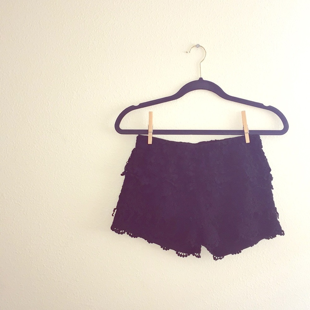 Whispers Black Lace Shorts